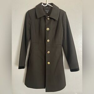 Laundry By Shelli Segal Black Trench Coat with Gold Buttons